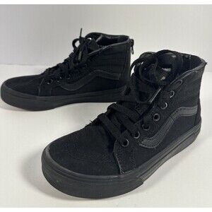 Vans Old Skool Sk8-Hi Back Zip Kids Boy's Size 1.0 Skate Shoes Triple Black